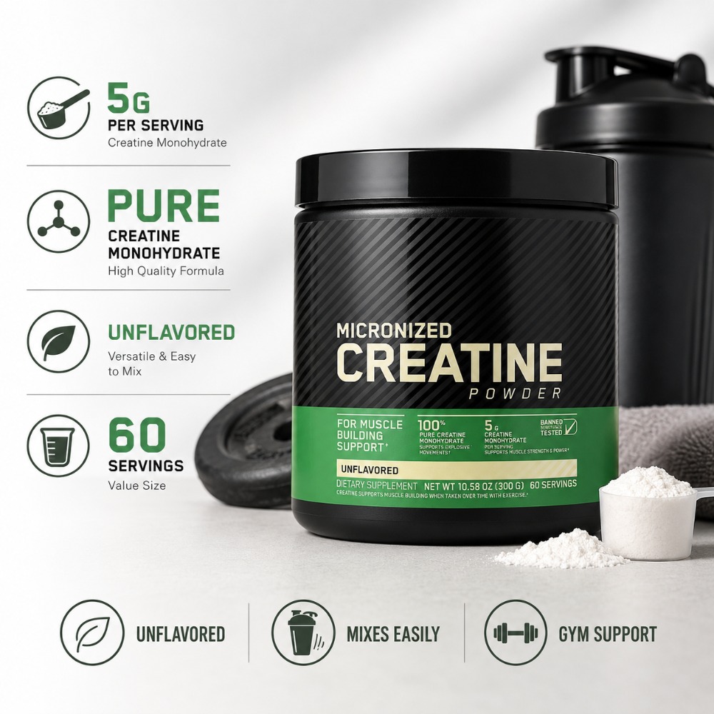 Nutrition For Fitness - Creatina Monohidrato en Polvo 300g, Apoyo