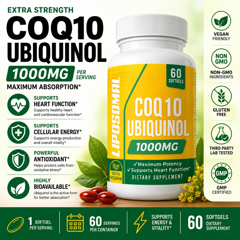 CoQ10 Ubiquinol 1000mg Vegano  - Coq10 Ubiquinol Softgel reseña y precio